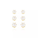 Trio de Brincos Pontos de Luz (3/4/5MM) com Banho em Ouro 18k