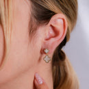 Brinco Trevo madrepérola cristal cravejado