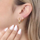 Trio de Argolas Splendya Articulada Quadrada Torcida com Banho em Ouro