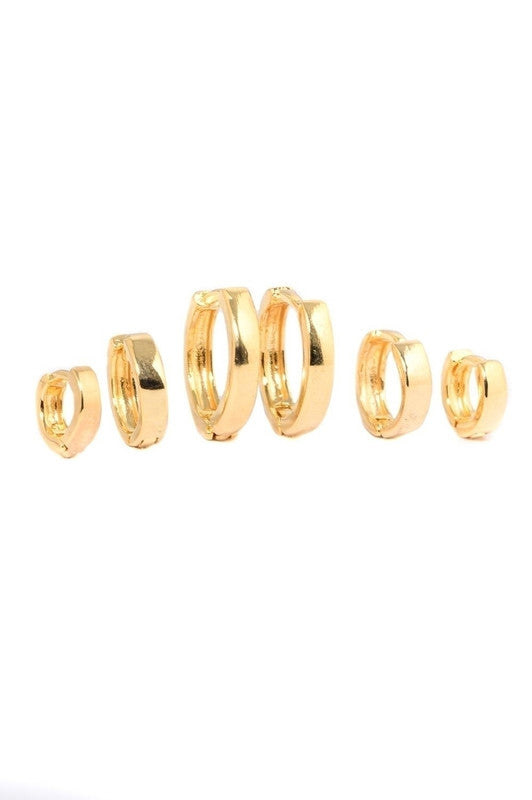 Trio de Argolas Splendya Lisa Rayssa com Banho em Ouro 18k