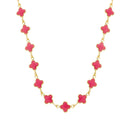 Colar Dourado de Trevos Rosas