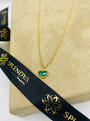 Colar Splendya Coração Cravejado Verde 35Cm