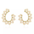 Brinco Splendya Cravejado Rosa Cristal Leitoso com Banho em Ouro 18k