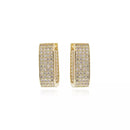 Brinco de Argola Articulada Cravejada de Zirconias cristal (18MM) com Banho em Ouro
