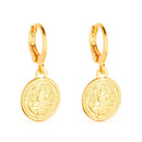 Brinco Dourado de Argolinha Com Medalha Religiosa