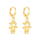 Brinco Dourado de Argolinha Filho Menino Pedras Zircônia