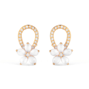 Brinco Dourado de Flor com Zirconia e Cristal