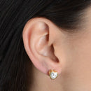 Brinco Dourado de Zircônia em formato de Coração