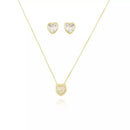 Conjunto Splendya Coração com Zircônia (7MM) com Banho em Ouro