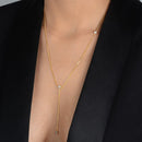 Colar Dourado Gravatinha com Pontos de Luz em Zircônia