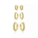 Trio de Argolinhas Cravejadas Splendya com Banho em Ouro 18k