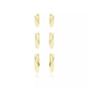 Trio de Argolas Splendya Articulada Quadrada Torcida com Banho em Ouro