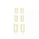 Trio de Argolas Splendya Argola Articulada Quadrada Cravejado Cristais com Banho em Ouro